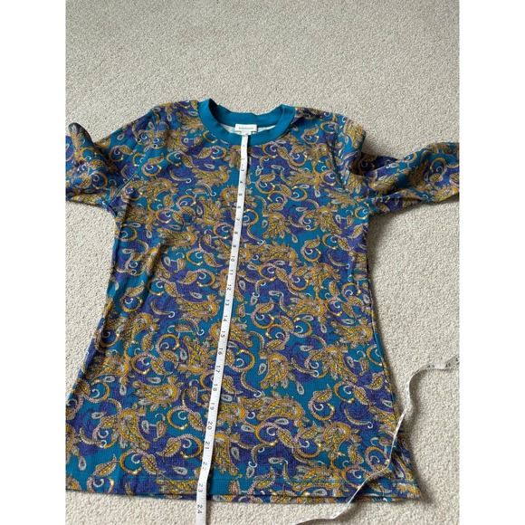 Sundance Women Teal Paisley Thermal Knit Roseanne Long Sleeve Top Large - Picture 7 of 7